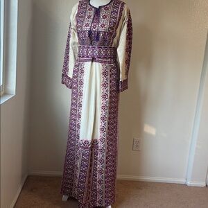 Elegant Multicolor Embroidered Long Sleeve Dress
